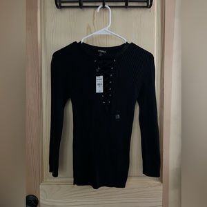 Express long sleeve knit top, black, size small!
